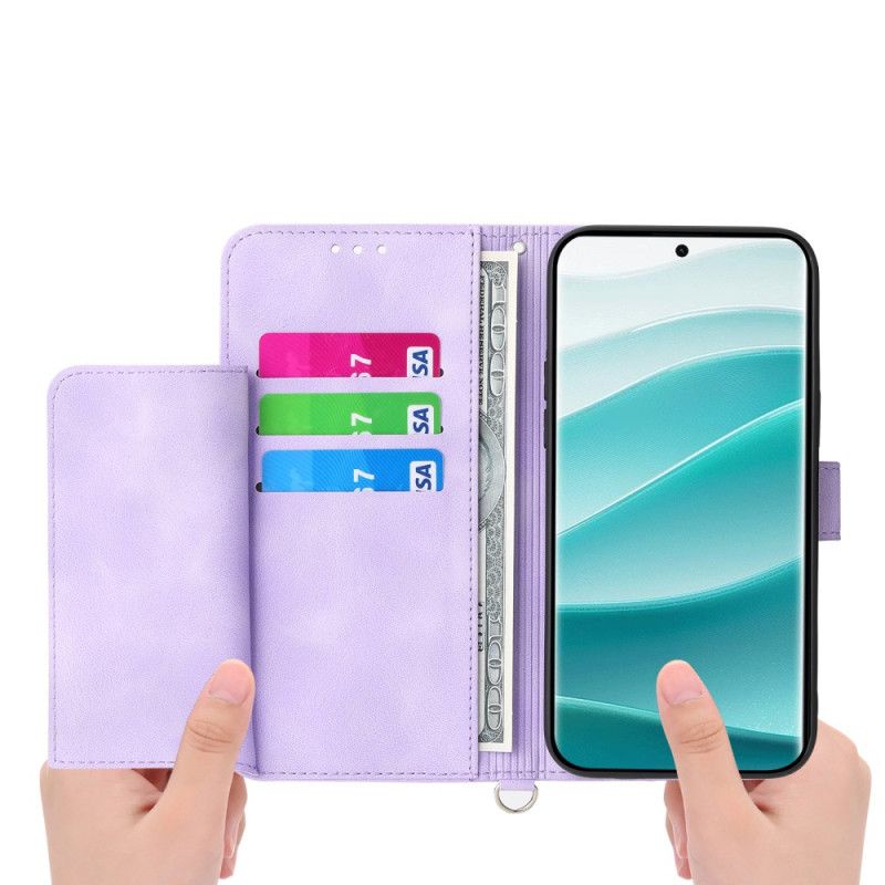 Læder Cover Poco C71 Blomsterblonde Med Snor Og Skulderrem