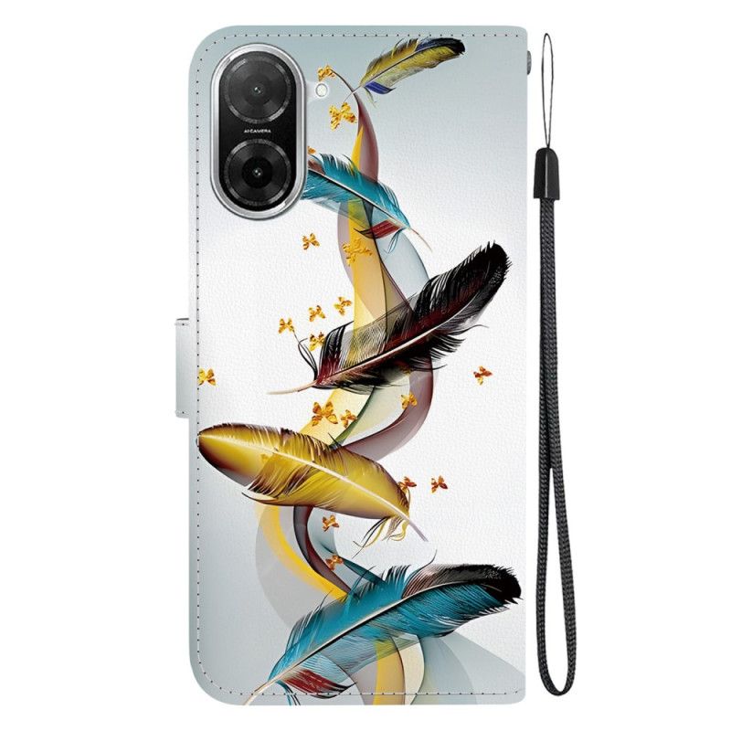 Læder Cover Poco C71 Farverige Fjer