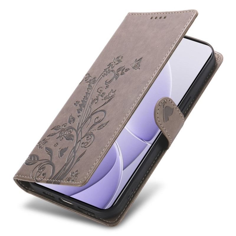 Læder Cover Poco C71 Telefon Etui Blomsterprint