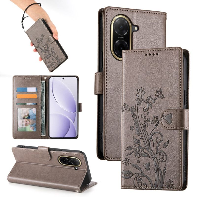 Læder Cover Poco C71 Telefon Etui Blomsterprint