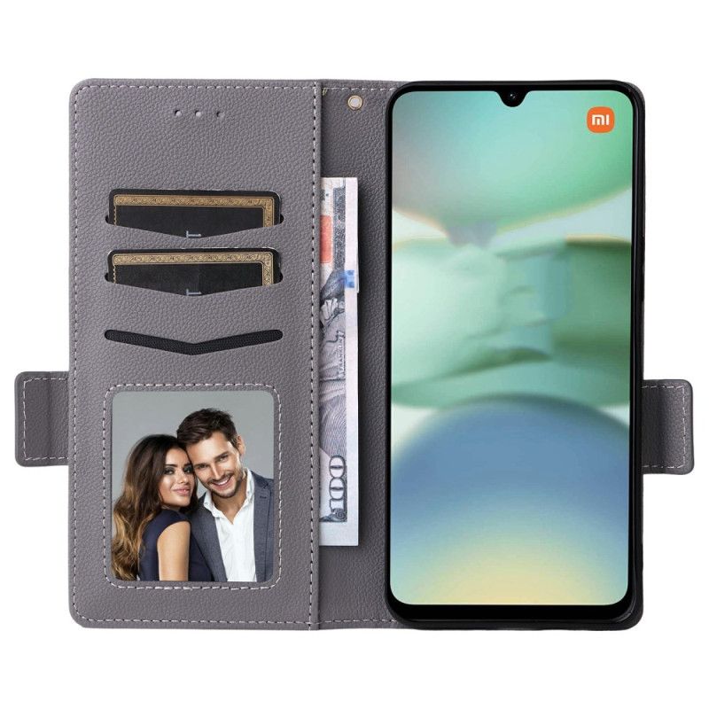 Læder Cover Poco C71 Telefon Etui Litchi Tekstureret Snor