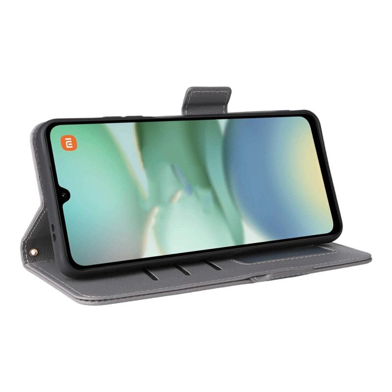 Læder Cover Poco C71 Telefon Etui Litchi Tekstureret Snor