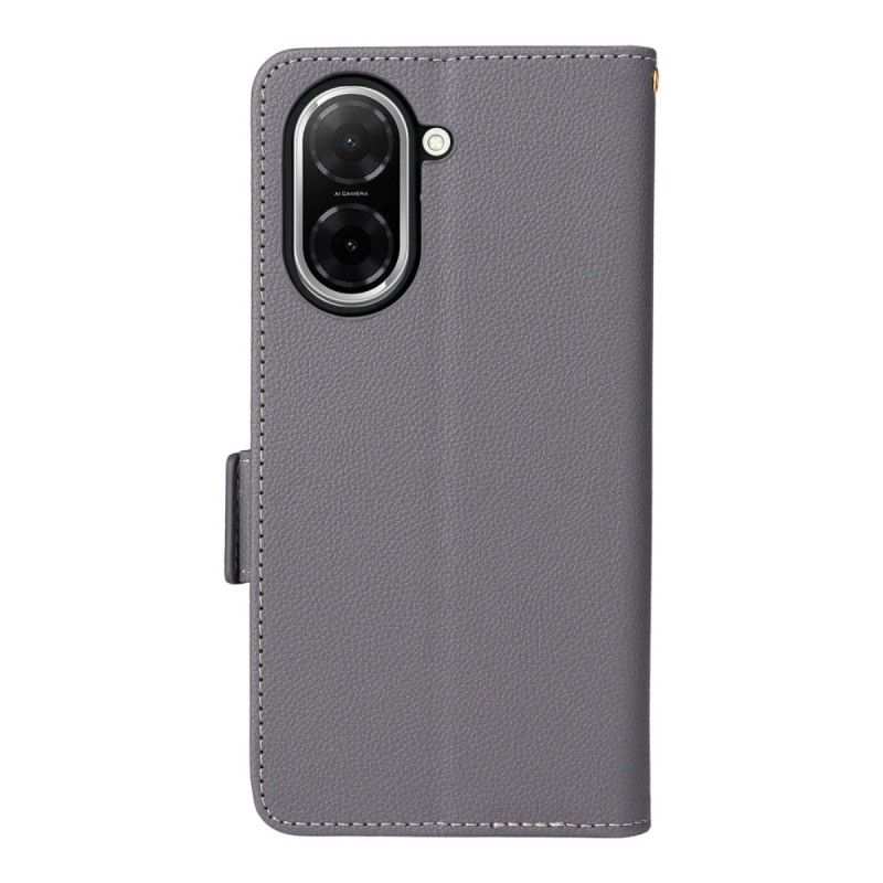 Læder Cover Poco C71 Telefon Etui Litchi Tekstureret Snor