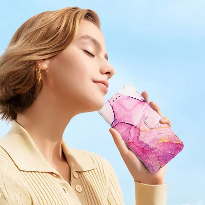 Læder Cover Poco C71 Telefon Etui Marmorstil