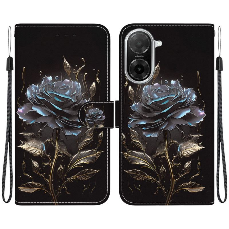 Læder Cover Poco C71 Telefon Etui Sort Rose