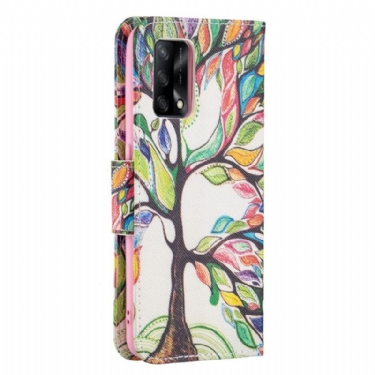 Læder Cover Oppo A74 4G Original Trætegning