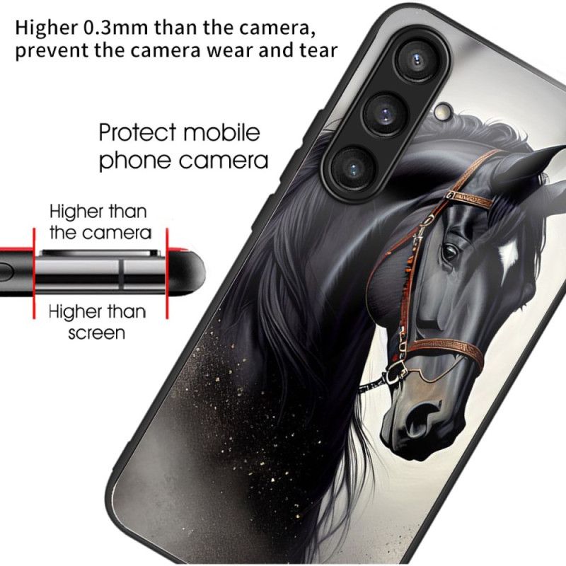 Cover Samsung Galaxy S25 5g Grå Hest I Hærdet Glas