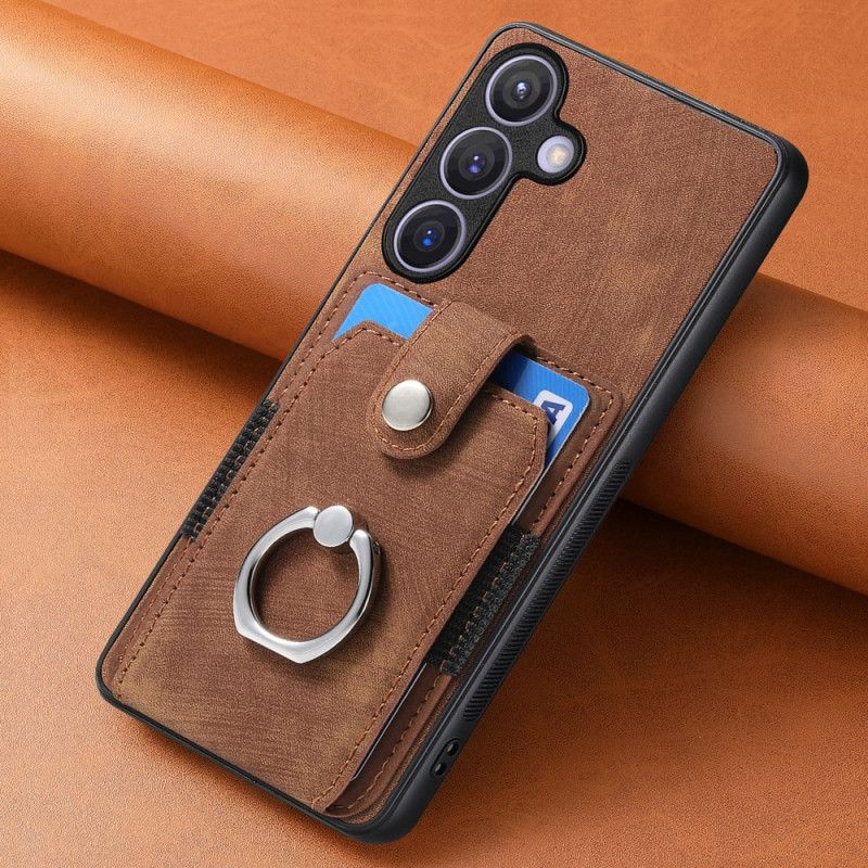Cover Samsung Galaxy S25 5g Kortholder Og Ring I Læderlook