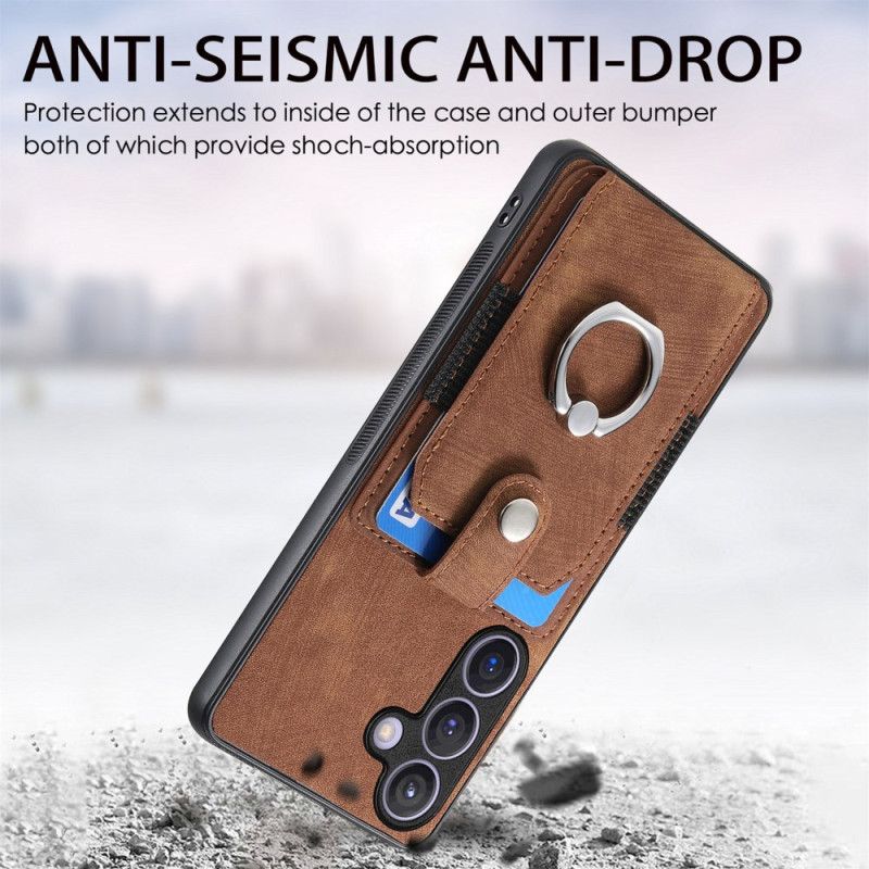 Cover Samsung Galaxy S25 5g Kortholder Og Ring I Læderlook