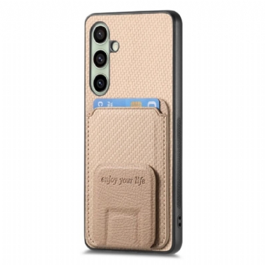 Cover Samsung Galaxy S25 5g Kortholder Og Stativ I Kulfiber
