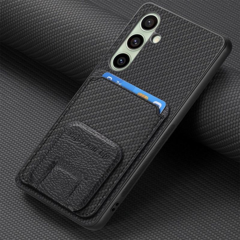 Cover Samsung Galaxy S25 5g Kortholder Og Stativ I Kulfiber