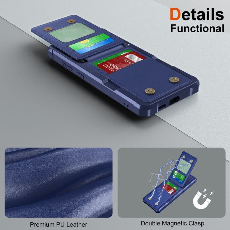 Cover Samsung Galaxy S25 5g Kortholder Og Stativ Med Metallisk Effekt