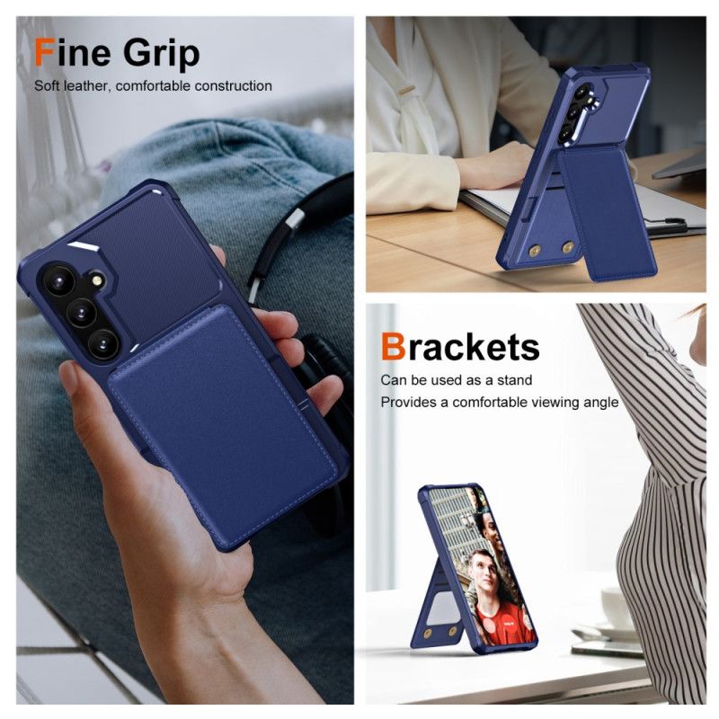 Cover Samsung Galaxy S25 5g Kortholder Og Stativ Med Metallisk Effekt