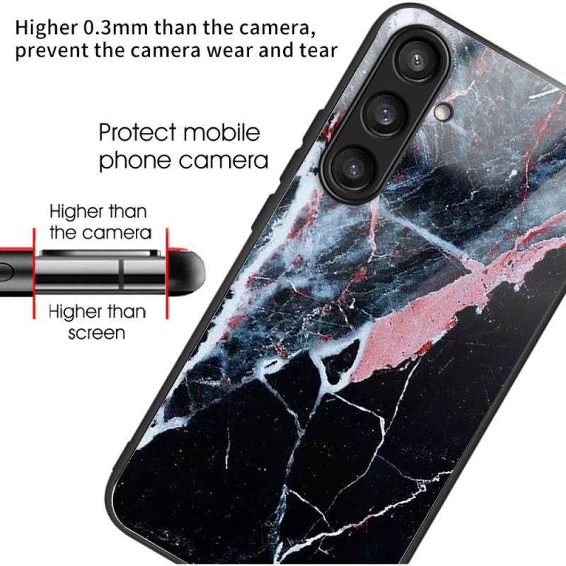 Cover Samsung Galaxy S25 5g Sort Og Hvidt Marmor Hærdet Glas