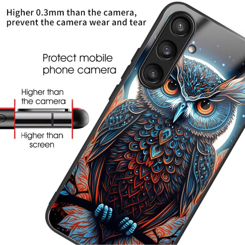 Cover Samsung Galaxy S25 5g Telefon Etui Hærdet Glas Farverig Ugle
