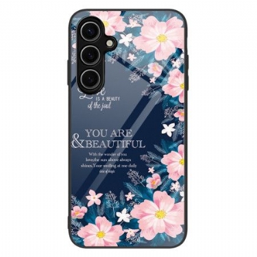 Cover Samsung Galaxy S25 5g Telefon Etui Lyserøde Blomster Hærdet Glas
