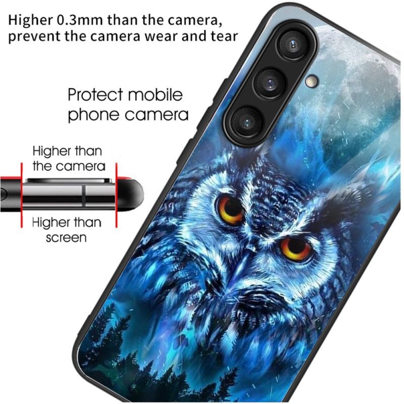 Cover Samsung Galaxy S25 5g Ugle Med Måne I Hærdet Glas