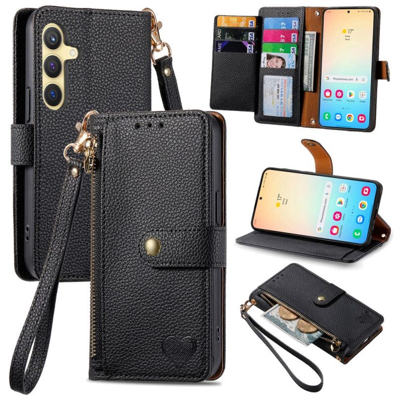 Flip Cover Samsung Galaxy S25 5g Hjertedesign Rfid Blokering