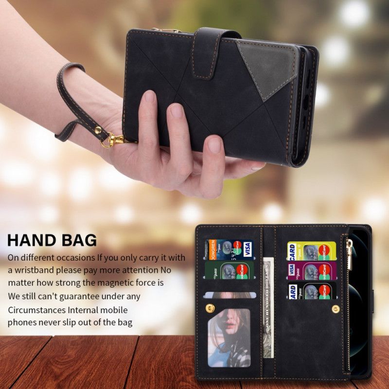 Flip Cover Samsung Galaxy S25 5g Pung Med Geometrisk Mønster