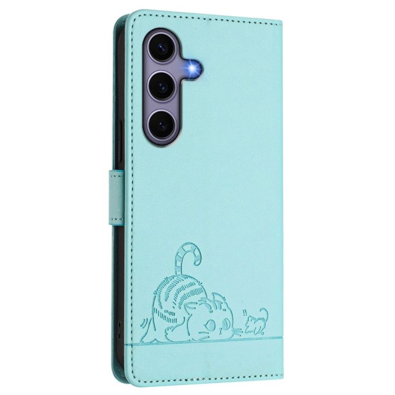 Flip Cover Samsung Galaxy S25 5g Rfid-beskyttende Kattemotiv