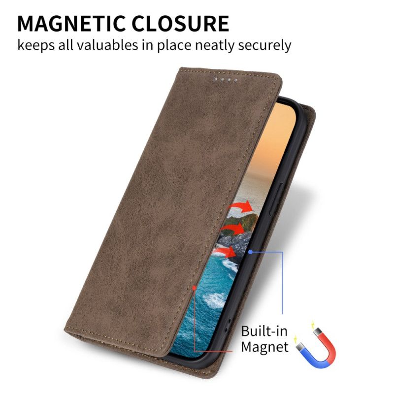 Flip Cover Samsung Galaxy S25 5g Rfid-blokerende Lædereffekt