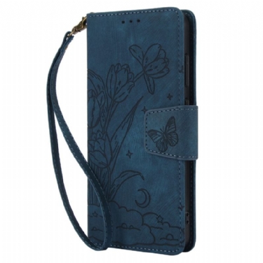 Flip Cover Til Samsung Galaxy S25 5g Blomstermønster Med Ruskindseffekt