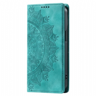 Flip Cover Til Samsung Galaxy S25 5g Mandala-mønster Med Ruskindseffekt