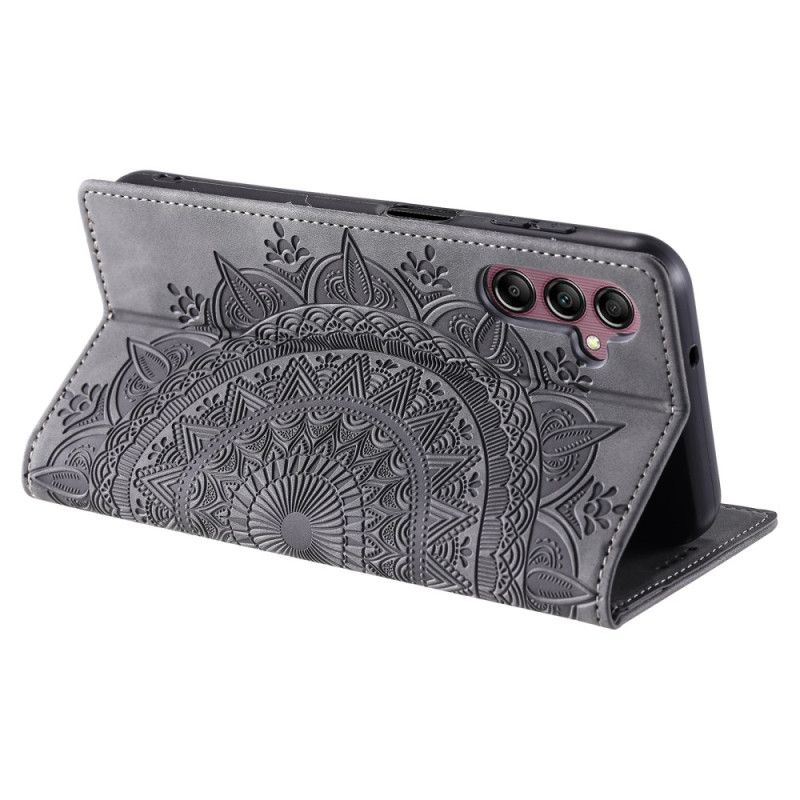 Flip Cover Til Samsung Galaxy S25 5g Mandala-mønster Med Ruskindseffekt