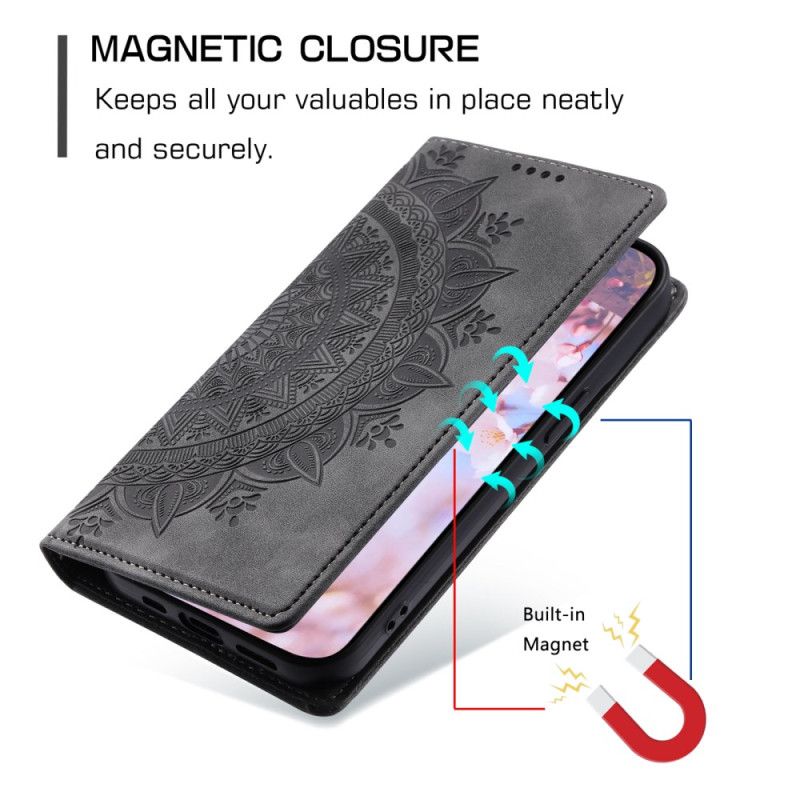 Flip Cover Til Samsung Galaxy S25 5g Mandala-mønster Med Ruskindseffekt