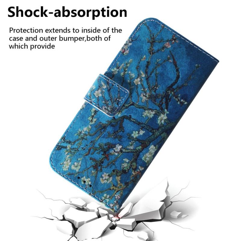 Læder Cover Samsung Galaxy S25 5g Telefon Etui Blomstrende Grene