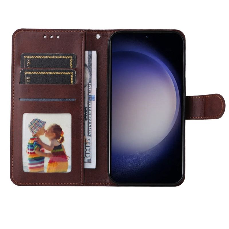 Læder Cover Samsung Galaxy S25 5g Telefon Etui Ensfarvet Rem Med Lædereffekt