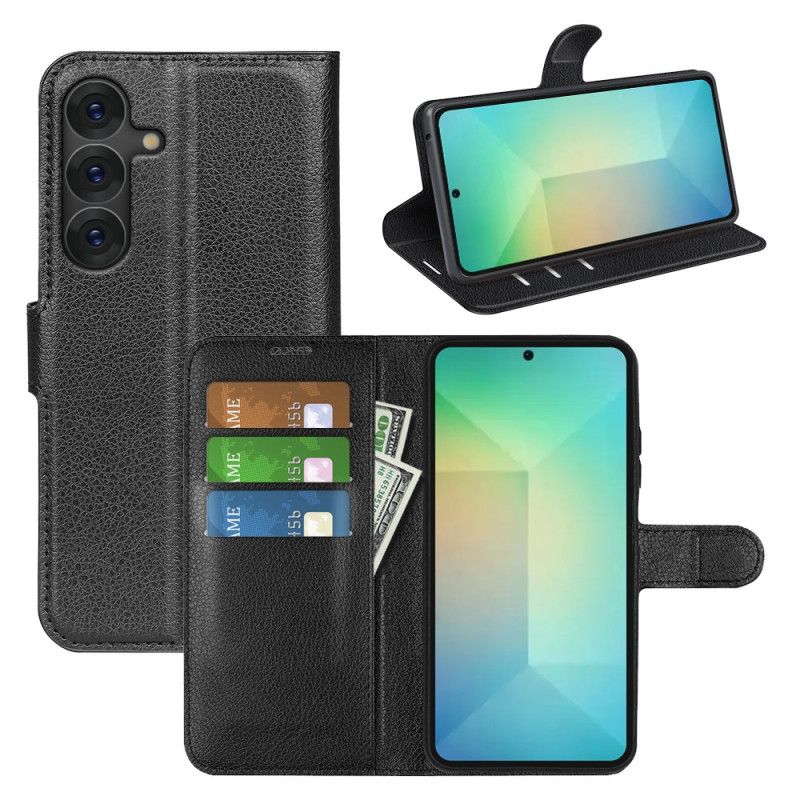 Læder Cover Samsung Galaxy S25 5g Telefon Etui Klassisk Litchi-kunstlæder