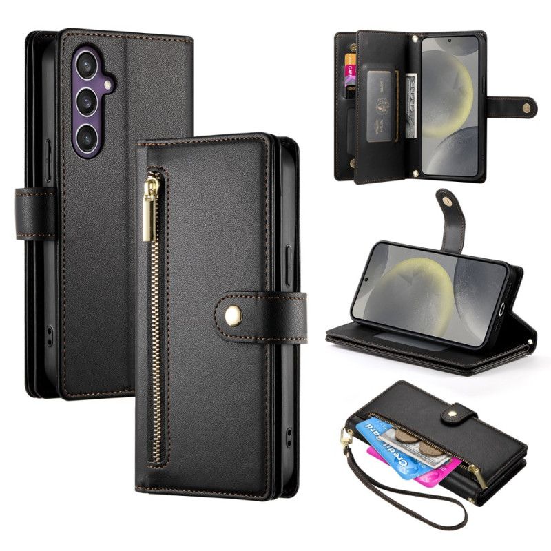 Læder Cover Samsung Galaxy S25 5g Telefon Etui Pung Med Rem