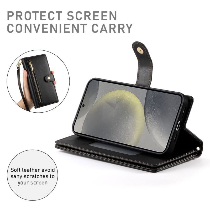 Læder Cover Samsung Galaxy S25 5g Telefon Etui Pung Med Rem