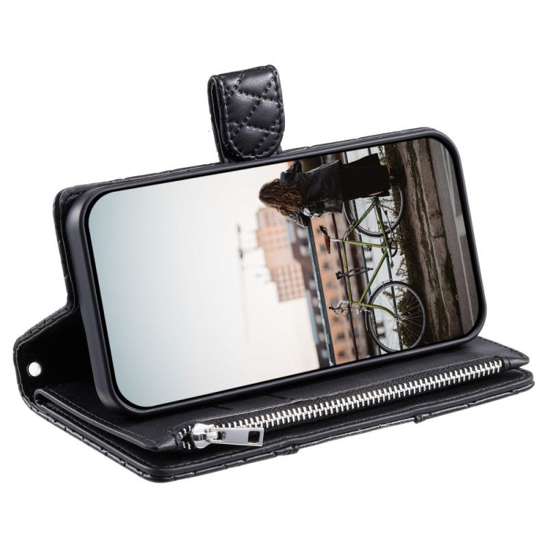 Læder Cover Samsung Galaxy S25 5g Telefon Etui Quiltet Lynlåspung