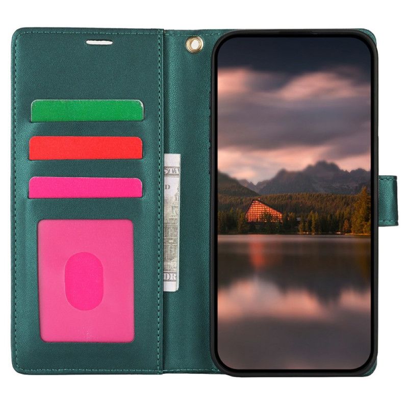Læder Cover Samsung Galaxy S25 5g Telefon Etui Snor Med Blomsterprint