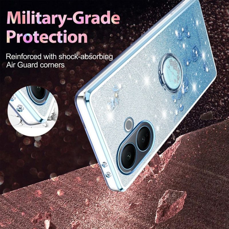 Cover Vivo V60 Lite Med Ringholder Og Farvetonede Pailletter