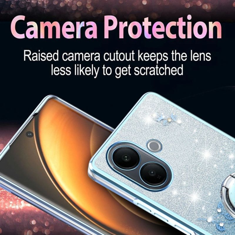 Cover Vivo V60 Lite Med Ringholder Og Farvetonede Pailletter