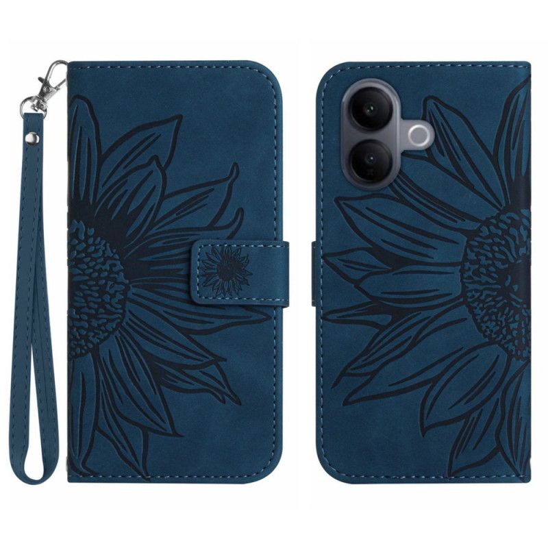 Flip Cover Vivo V60 Lite Solsikkeprint Med Snor