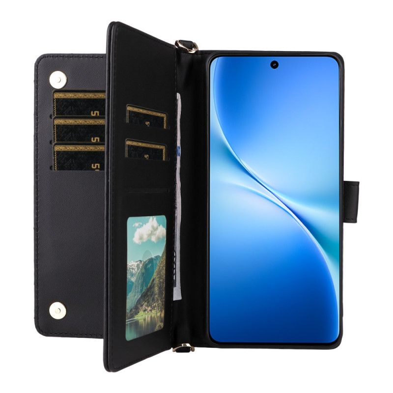 Læder Cover Vivo V60 Lite Telefon Etui Quiltet Med Stropper