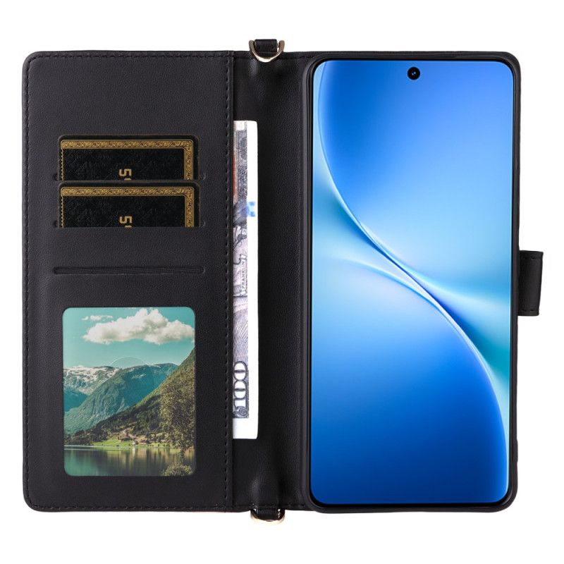 Læder Cover Vivo V60 Lite Telefon Etui Quiltet Med Stropper