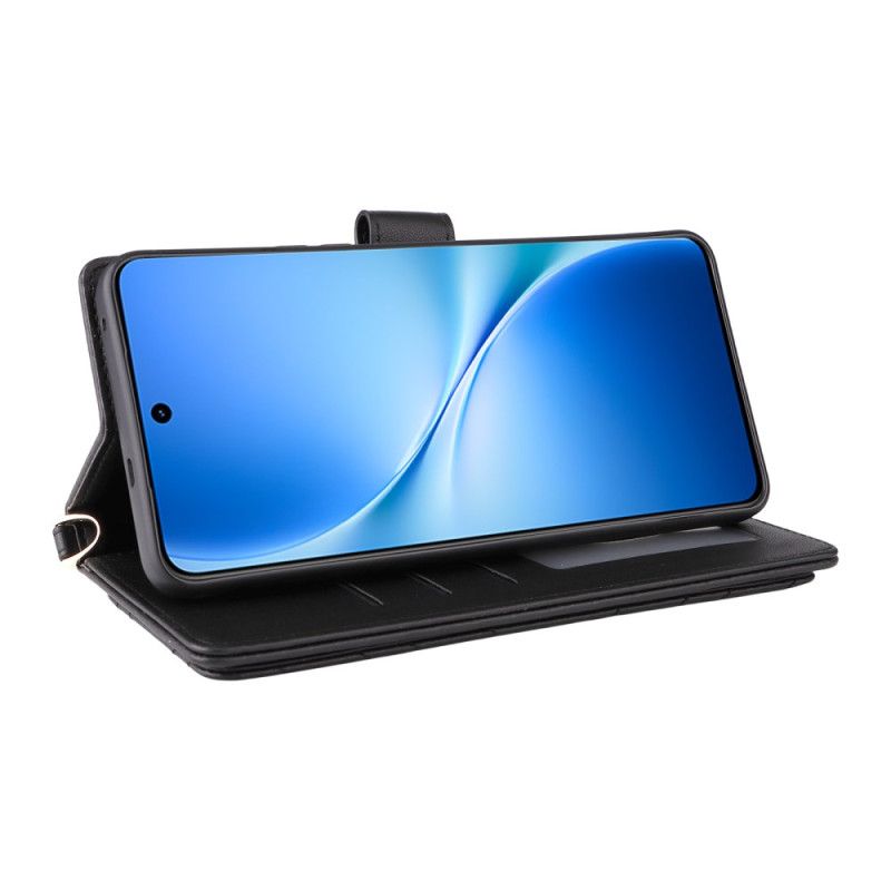 Læder Cover Vivo V60 Lite Telefon Etui Quiltet Med Stropper