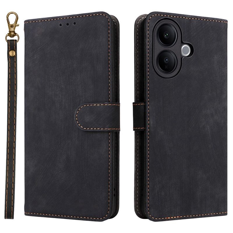 Læder Cover Vivo V60 Lite Telefon Etui Ruskindseffekt Med Rem