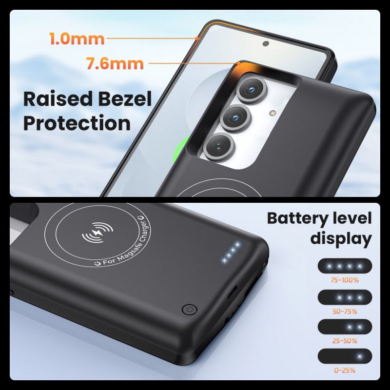 10000mah Battericover Til Samsung Galaxy S25 Plus / S24 Plus Med Oplader Og Magnetisk Montering
