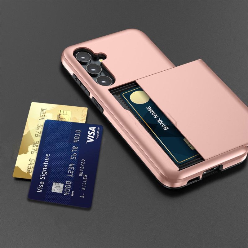 Cover Samsung Galaxy S25 Plus 5g Telefon Etui Integreret Kortholder Med Metaleffekt