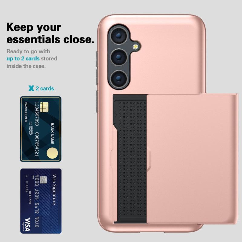 Cover Samsung Galaxy S25 Plus 5g Telefon Etui Integreret Kortholder Med Metaleffekt
