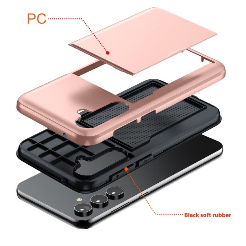 Cover Samsung Galaxy S25 Plus 5g Telefon Etui Integreret Kortholder Med Metaleffekt