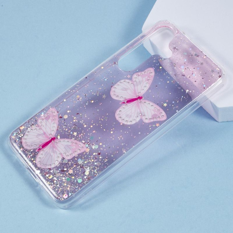 Cover Samsung Galaxy S25 Plus 5g Telefon Etui Pailletter Og Sommerfugle