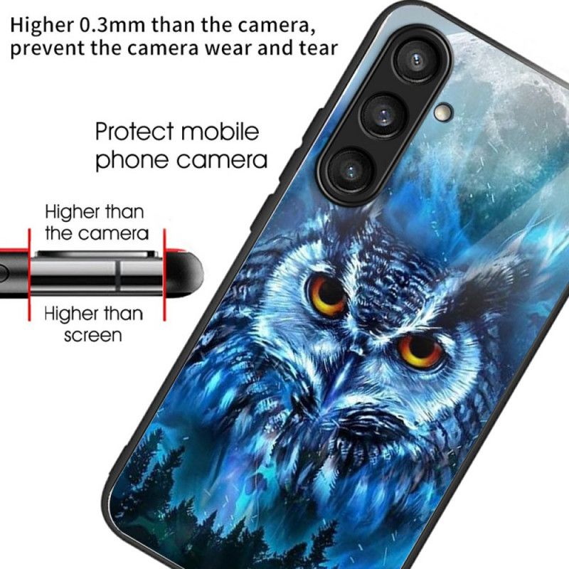 Cover Samsung Galaxy S25 Plus 5g Ugle I Hærdet Glas Med Måne