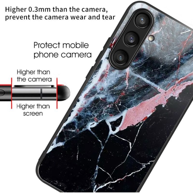 Cover Til Samsung Galaxy S25 Plus 5g Sort Og Lyserødt Marmorhærdet Glas